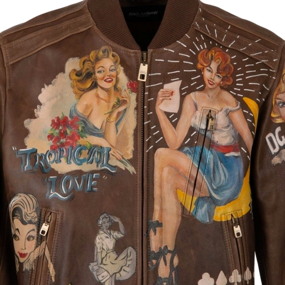 🎀SOLD🎁 Dolce & Gabbana Bull Leather Handmade Designer Jacket  IT50 L / IT48 M - Picture 5 of 9